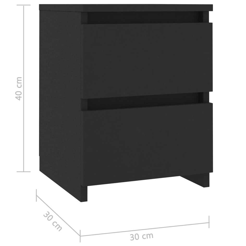 vidaXL Sängbord svart 30x30x40 cm konstruerat trä