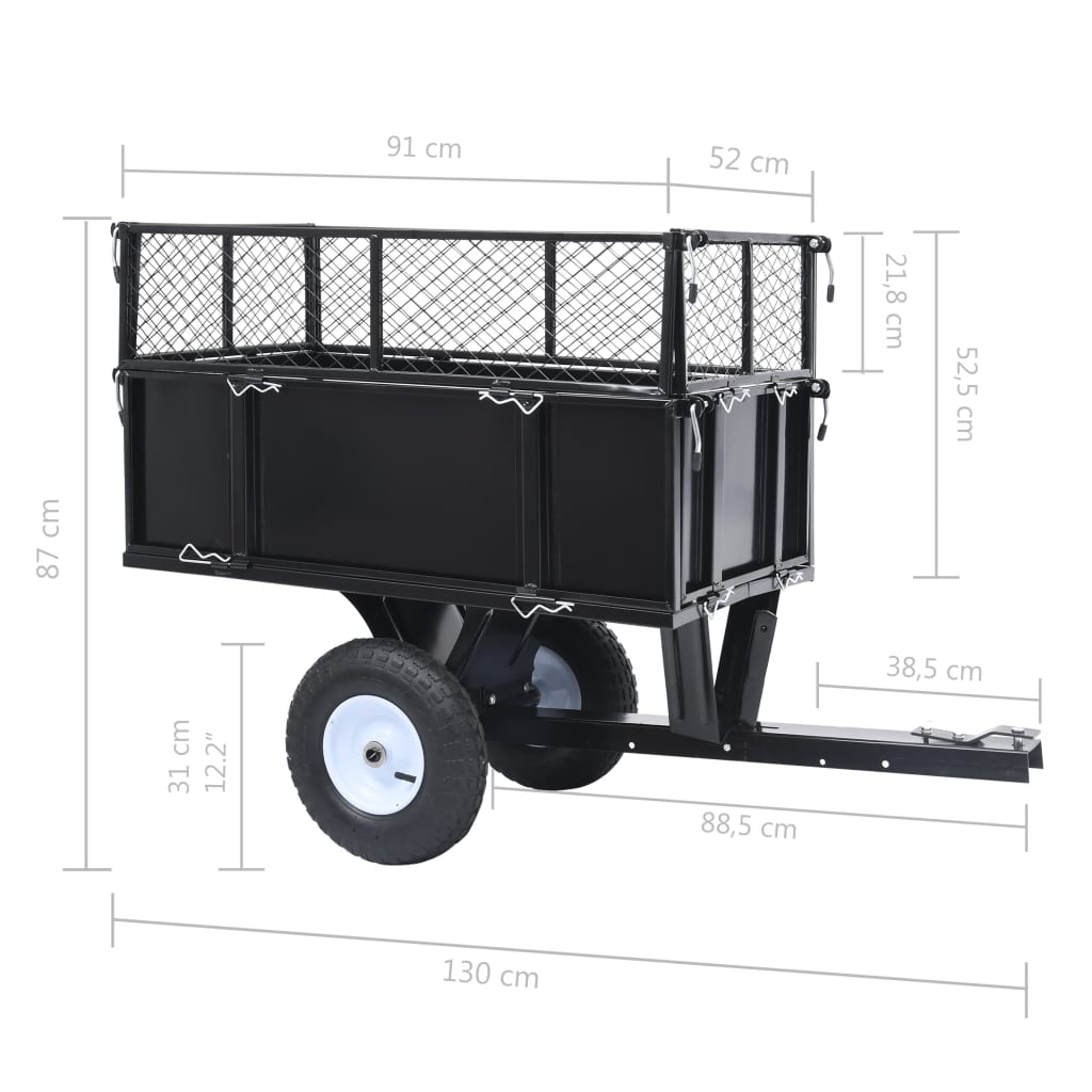 vidaXL Tippvagn för gräsklippare 150 kg last