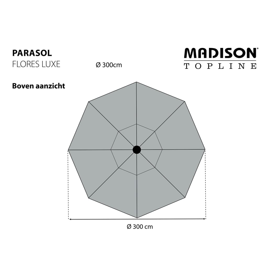 Madison Parasoll Flores Lux 300 cm rund ecru