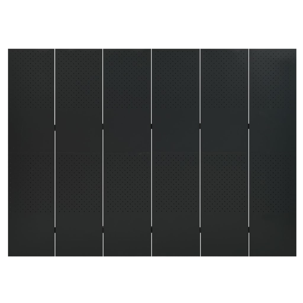 vidaXL Rumsavdelare 6 paneler 2 st svart 240x180 cm stål