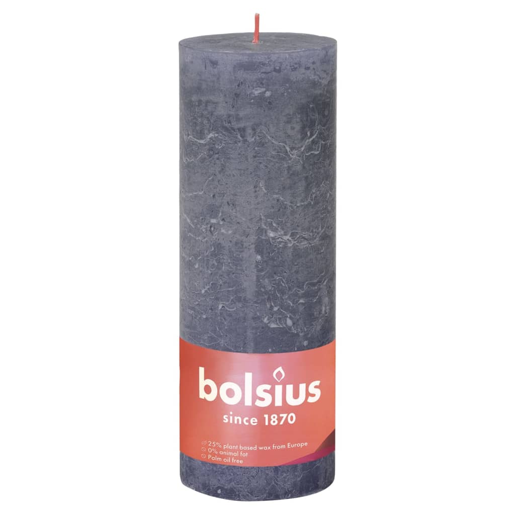 Bolsius Rustika blockljus 4-pack 190x68 mm skymningsblå