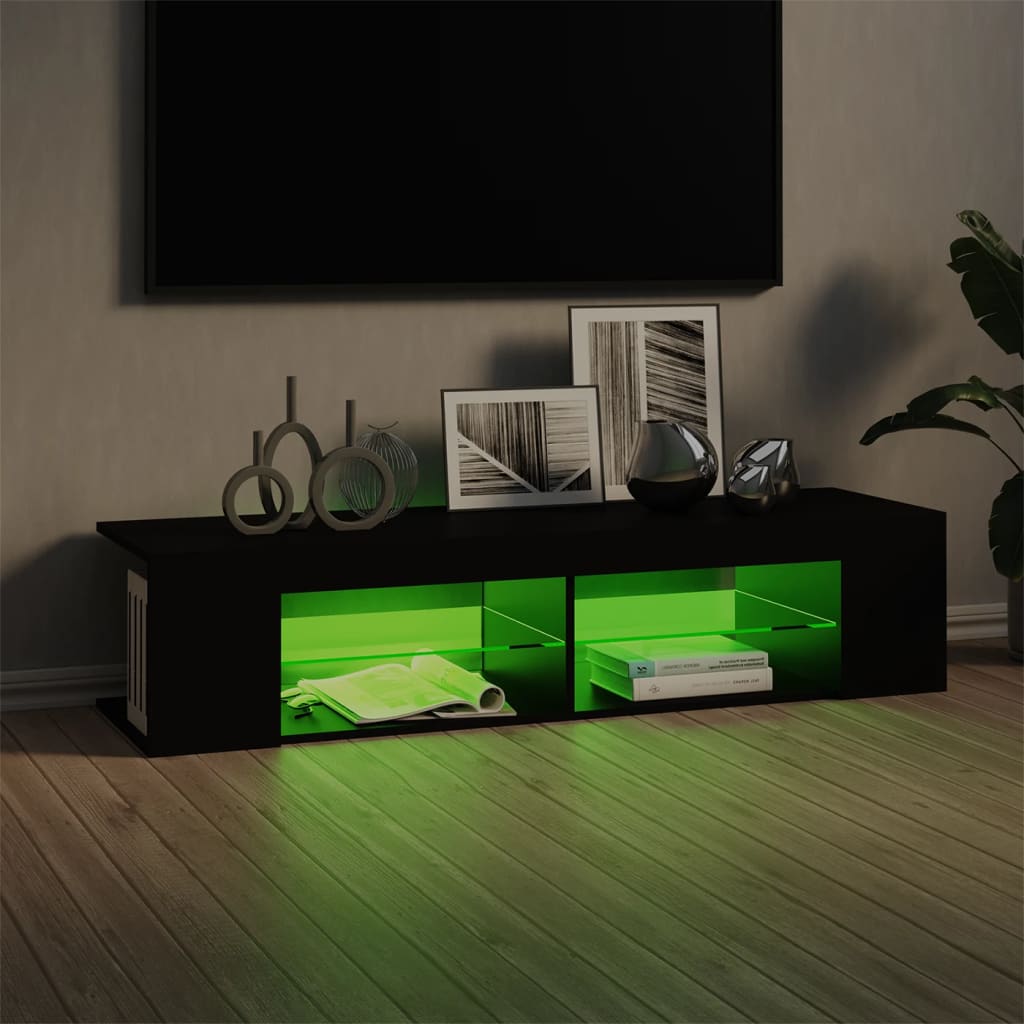 vidaXL TV-bänk med LED-belysning svart 135x39x30 cm