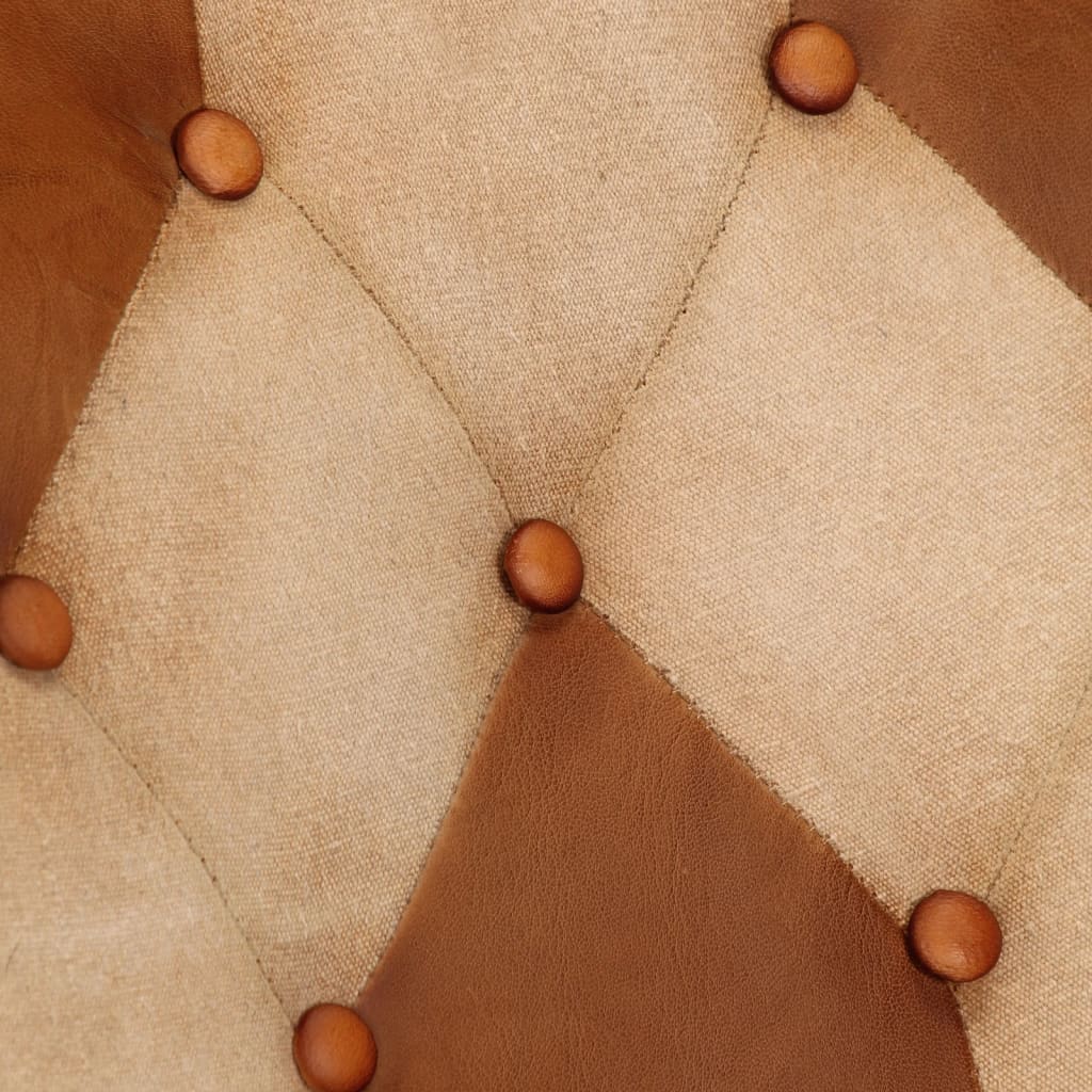 vidaXL Gungfåtölj brun äkta läder och kanvas