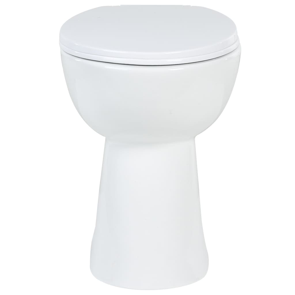 vidaXL Hög toalettstol 7 cm utan spolkant mjuk stängning keramisk vit