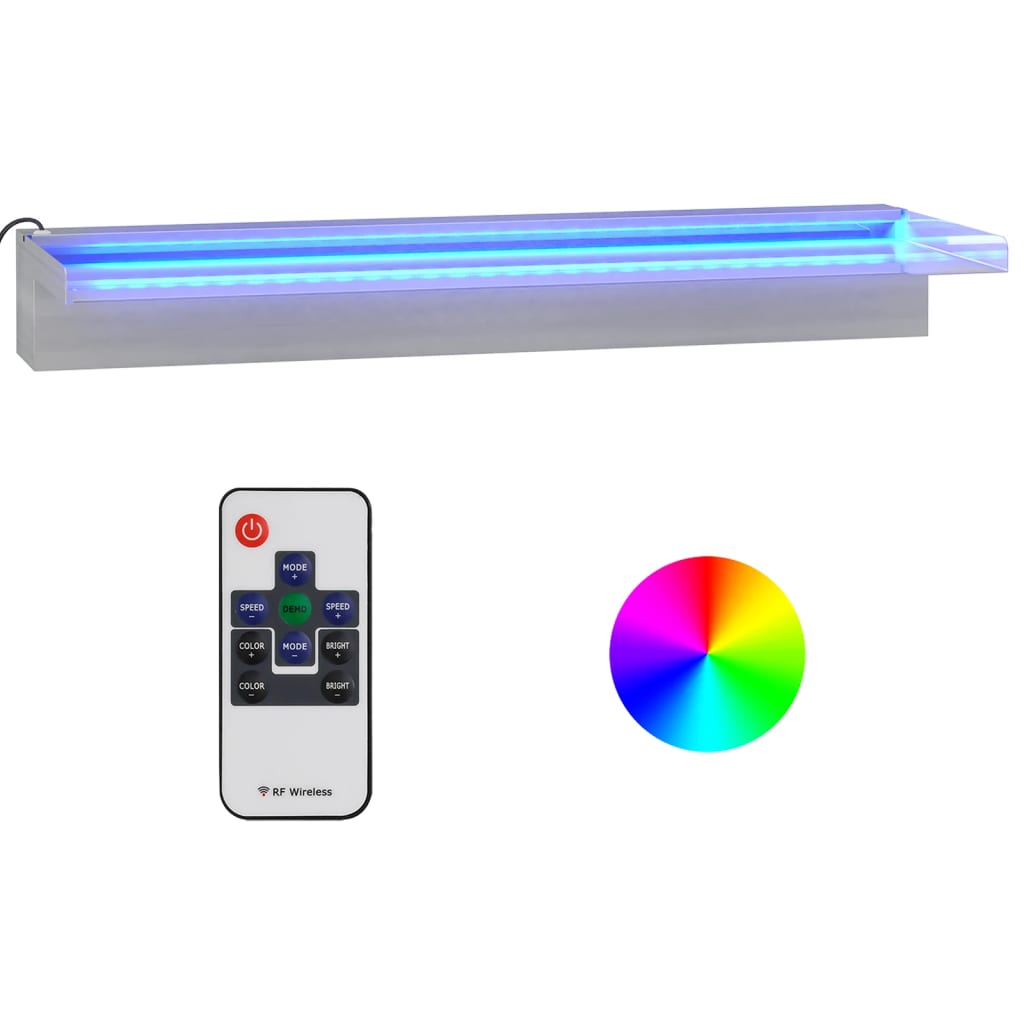 vidaXL Vattenfall med RGB LED rostfritt stål 60 cm