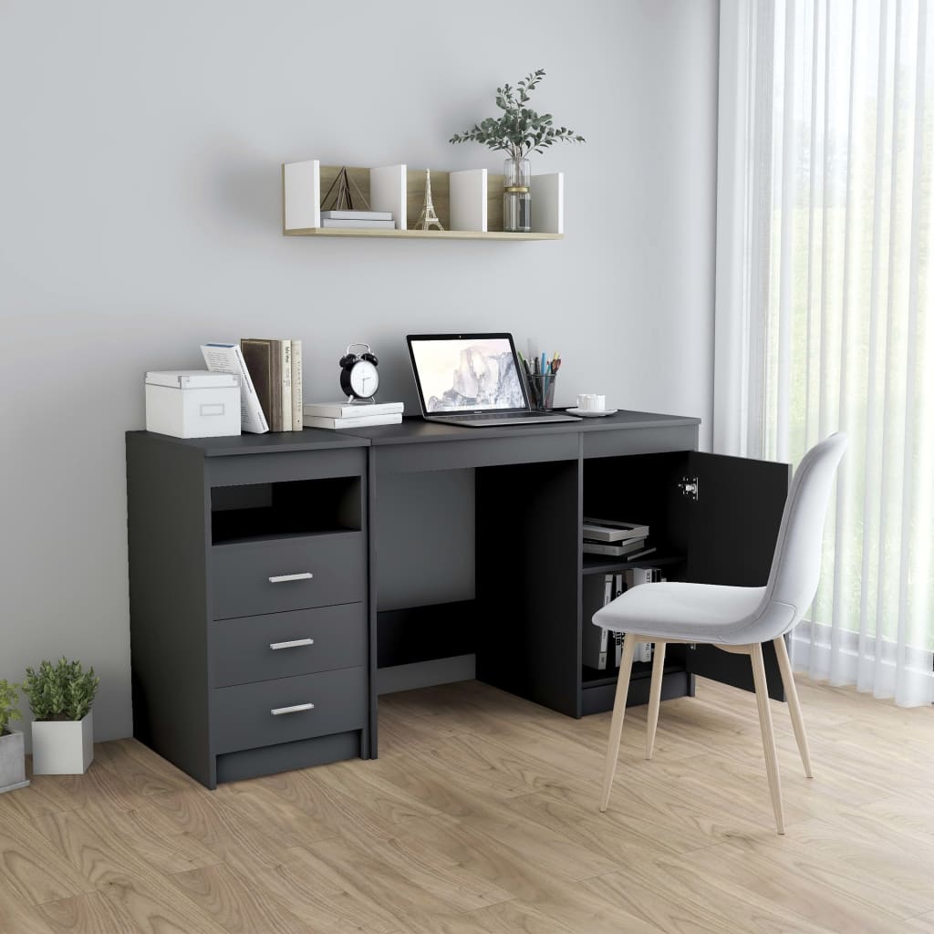 vidaXL Skrivbord grå 140x50x76 cm konstruerat trä