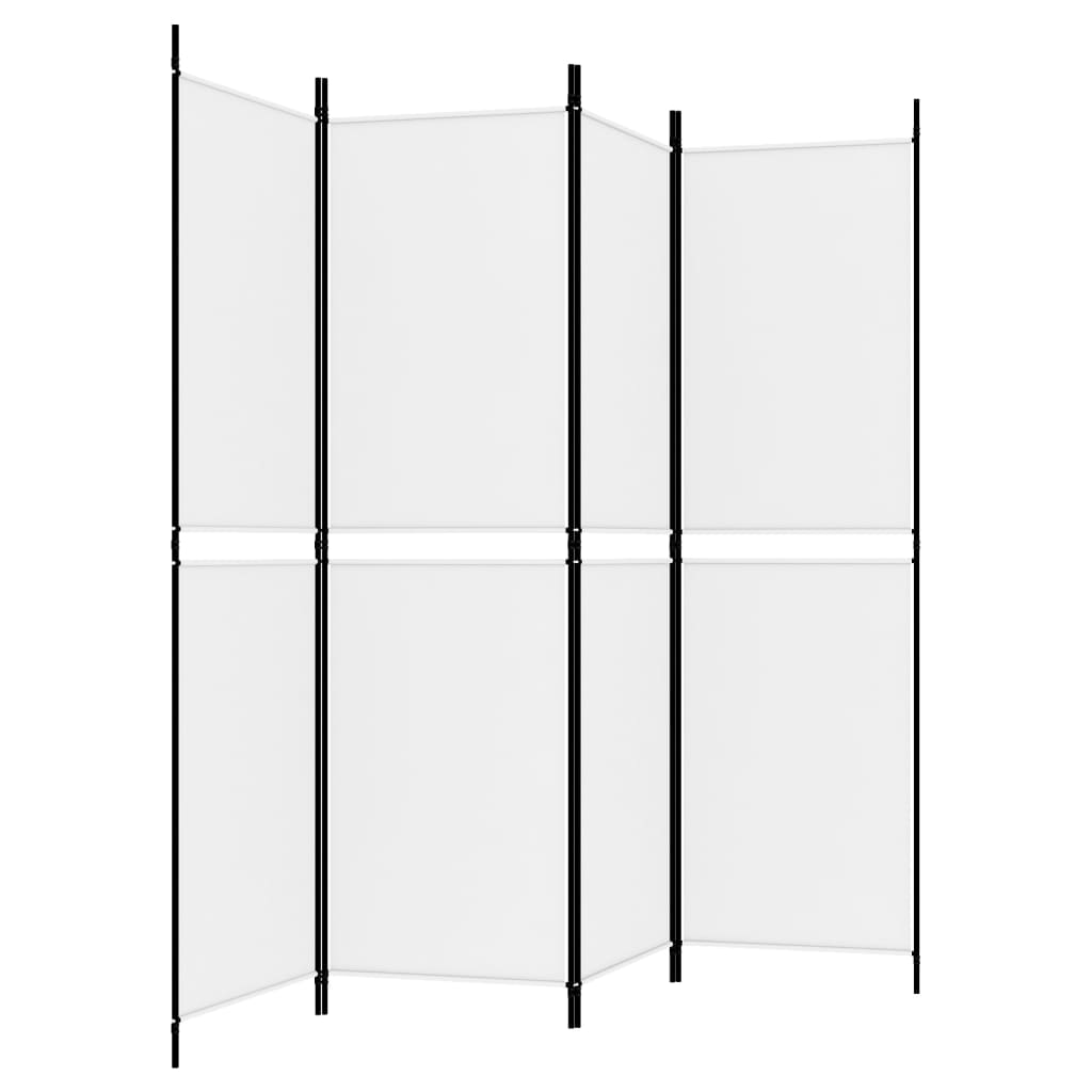 vidaXL Rumsavdelare 4 paneler vit 200x180 cm tyg