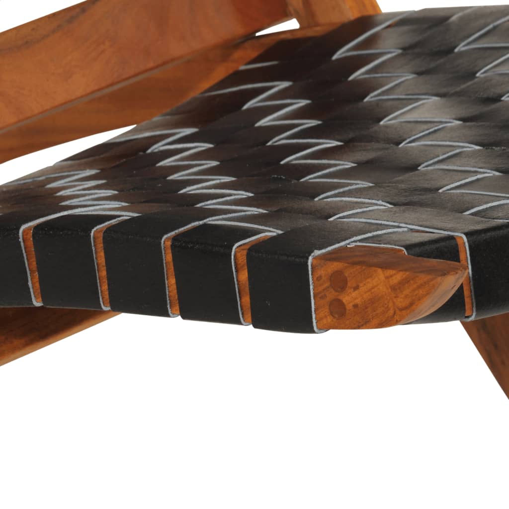 vidaXL Avkopplingsstol hopfällbar svart äkta läder