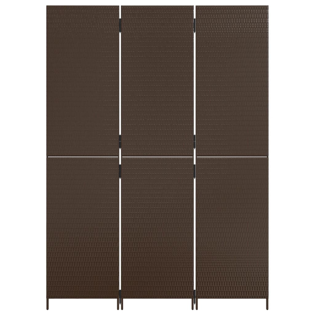 vidaXL Rumsavdelare 3 paneler brun konstrottning