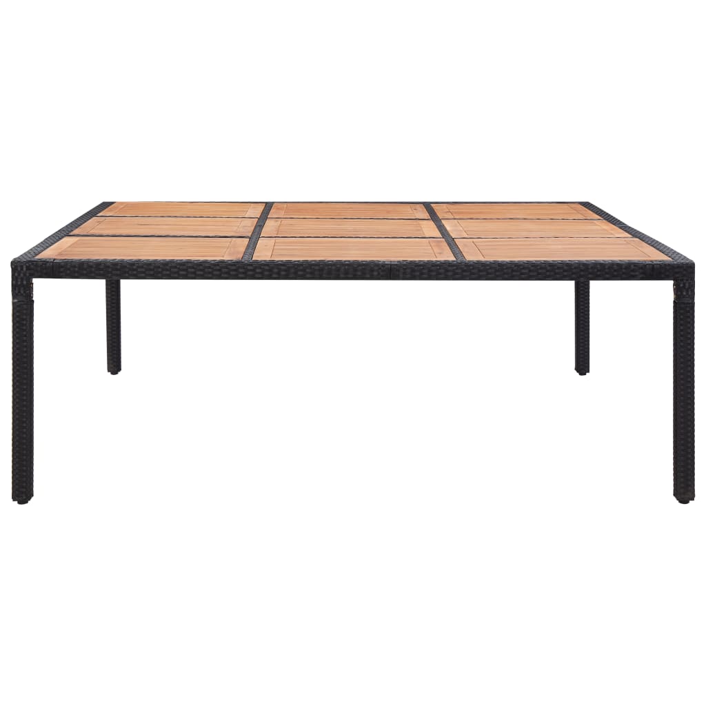 vidaXL Trädgårdsbord svart 200x200x74 cm konstrotting och akaciaträ
