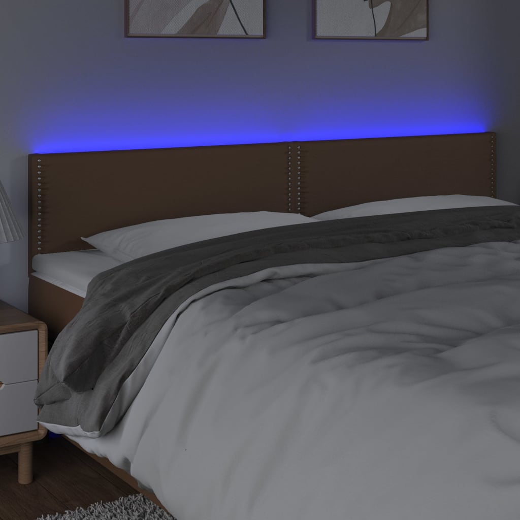 vidaXL Sänggavel LED brun 180x5x78/88 cm konstläder