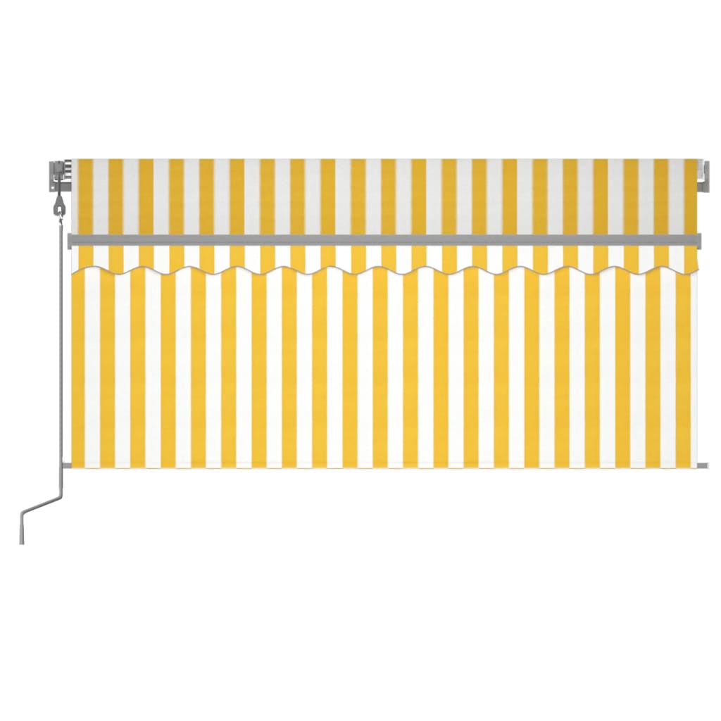 vidaXL Automatisk infällbar markis med rullgardin 3x2,5 m gul och vit