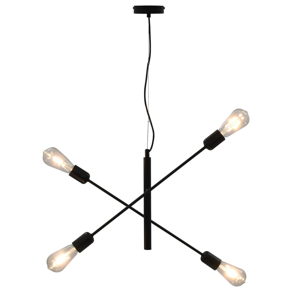vidaXL Taklampa med glödlampor 2 W svart E27