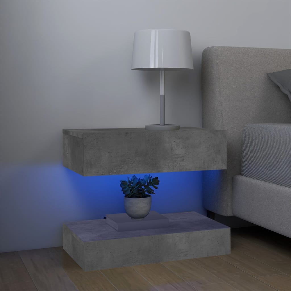 vidaXL TV-bänk med LED-belysning betonggrå 60x35 cm