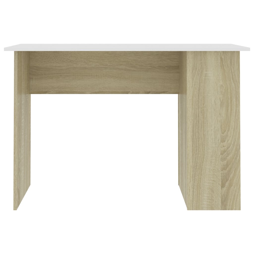 vidaXL Skrivbord vit och sonoma-ek 110x60x73 cm konstruerat trä