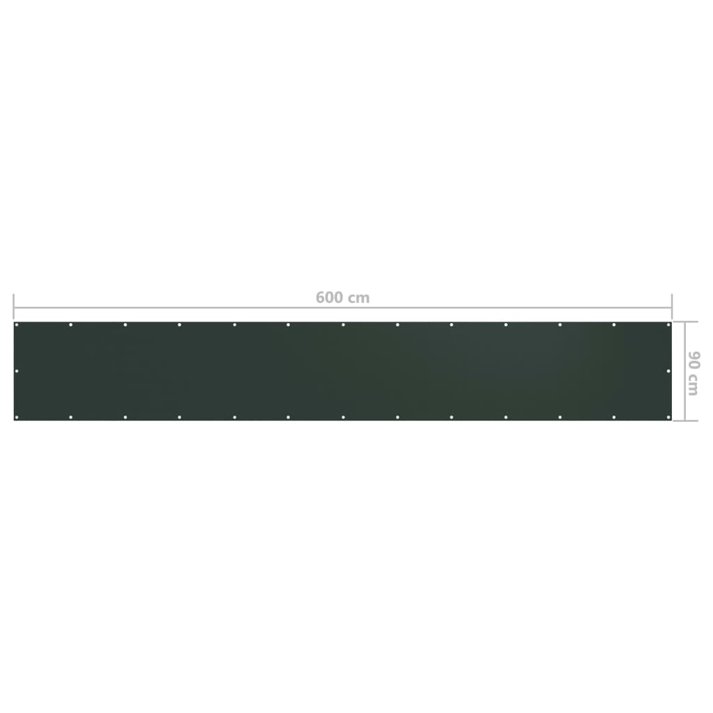 vidaXL Balkongskärm mörkgrön 90x600 cm oxfordtyg