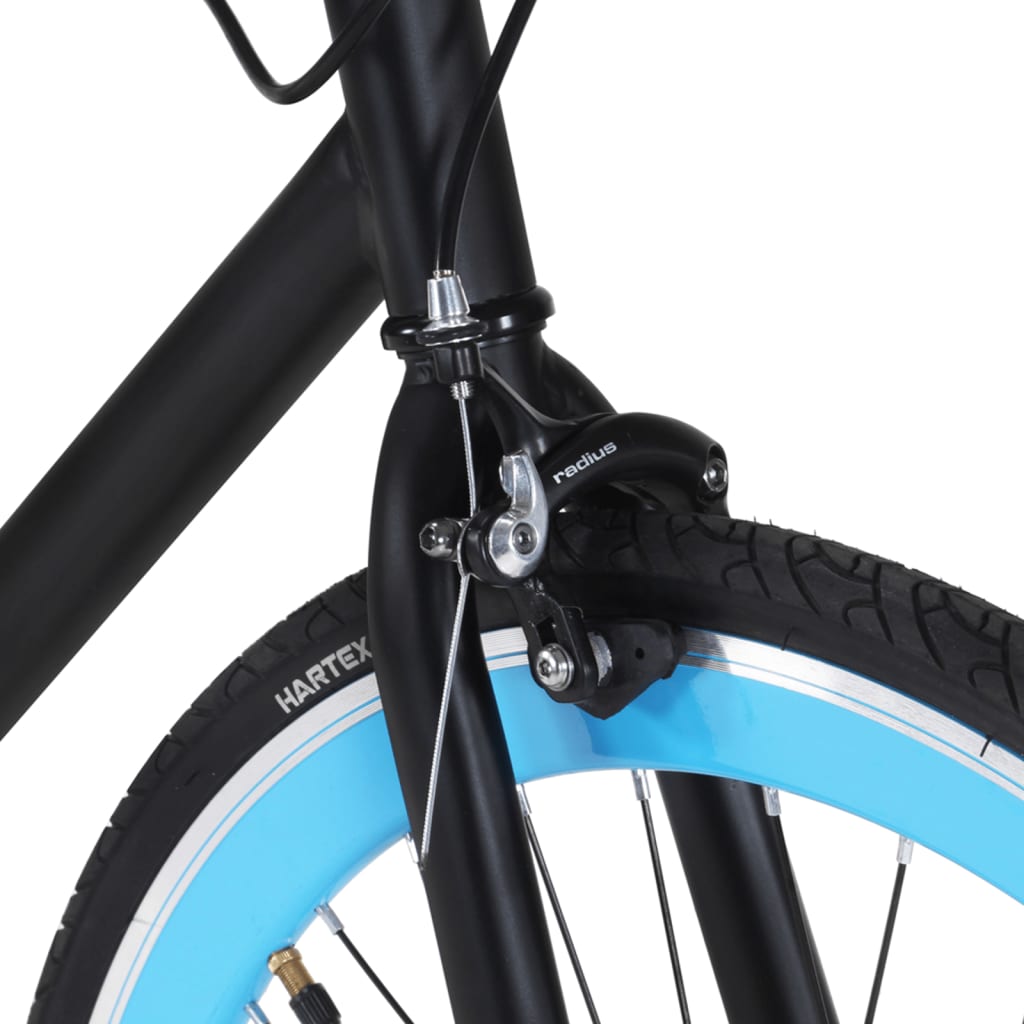 vidaXL Fixed gear cykel svart och blå 700c 55 cm