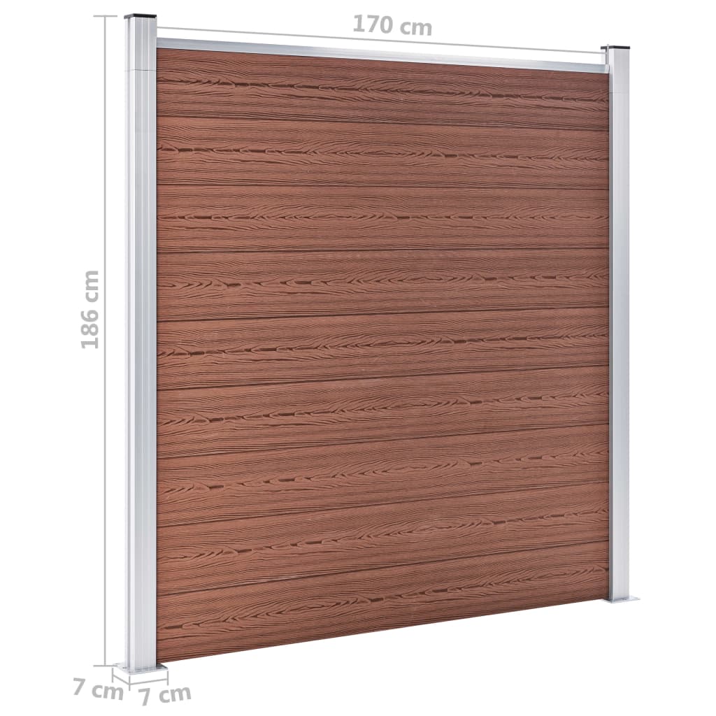 vidaXL WPC-staketpanel 9 fyrkantig + 1 vinklad 1657x186 cm brun