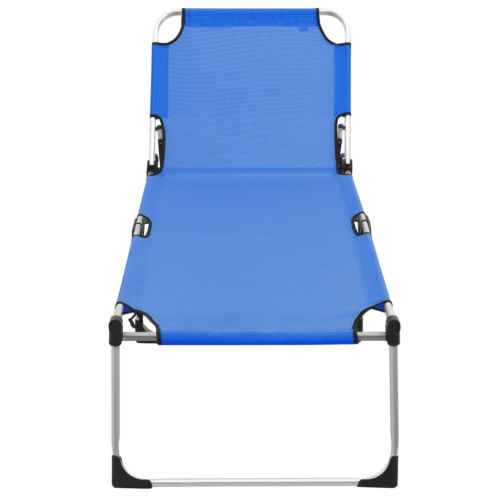 vidaXL Extra hög solstol för seniorer hopfällbar blå aluminium
