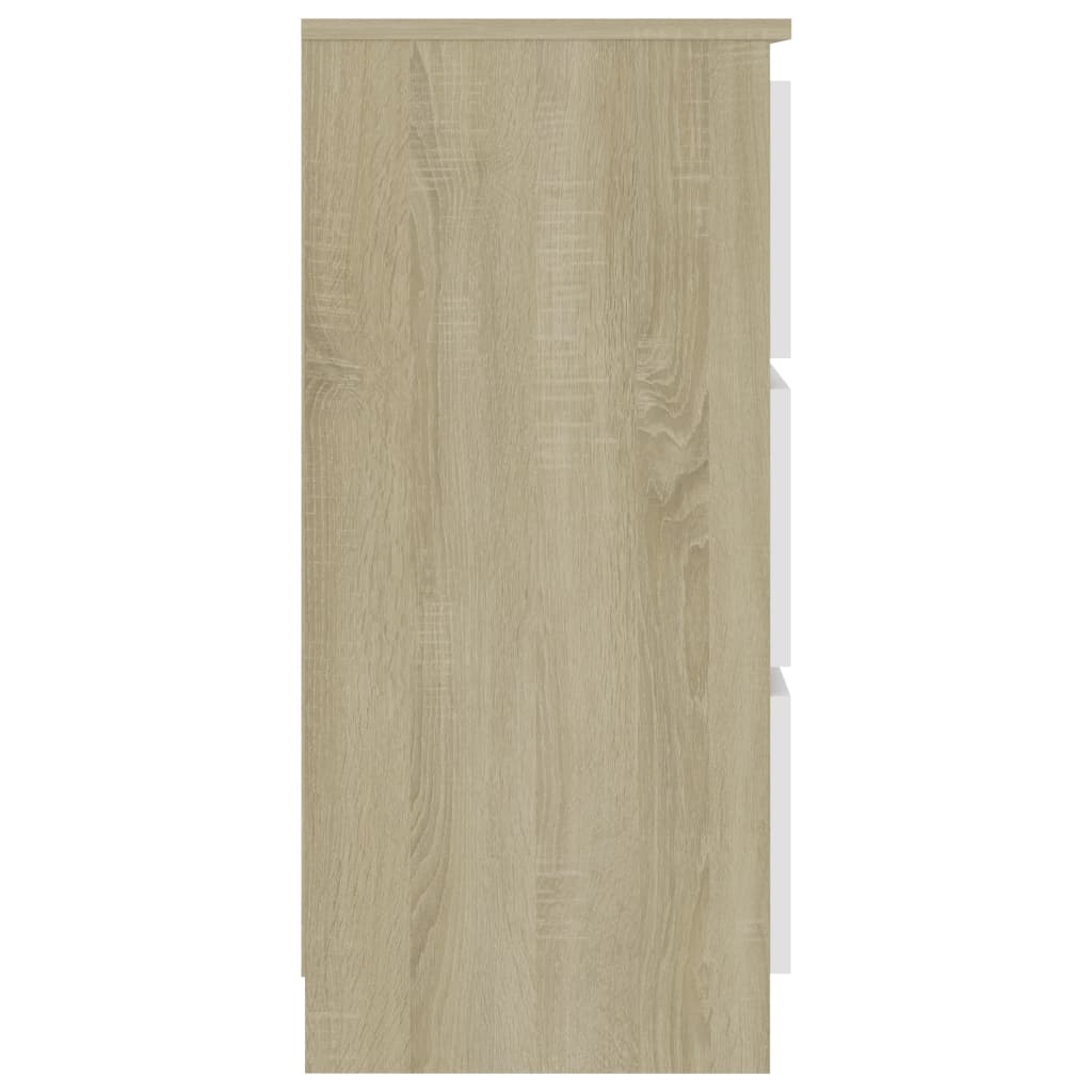 vidaXL Byrå vit och sonoma-ek 60x35x76 cm konstruerat trä