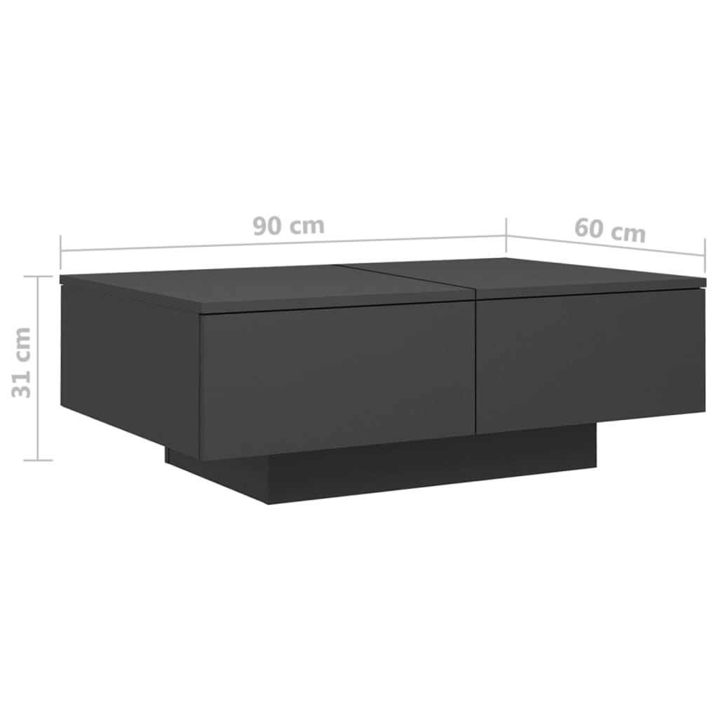 vidaXL Soffbord grå 90x60x31 cm konstruerat trä