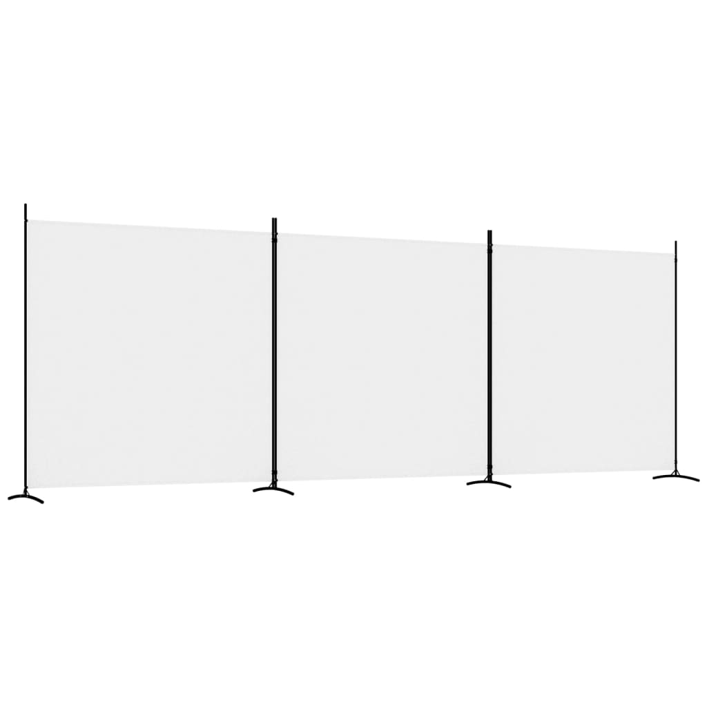 vidaXL Rumsavdelare 3 paneler vit 525x180 cm tyg