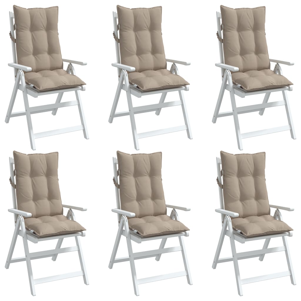 vidaXL Stolsdynor för stolar med hög rygg 6 st taupe oxfordtyg