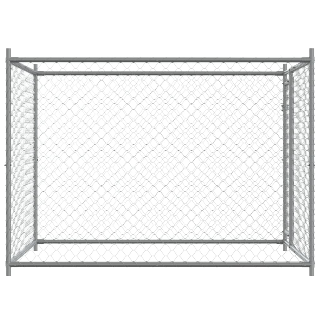 vidaXL Hundgård med dörr grå 2x2x1,5 cm galvaniserat stål