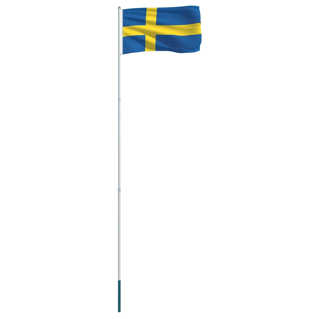 vidaXL Sveriges flagga och flaggstång i aluminium 4 m