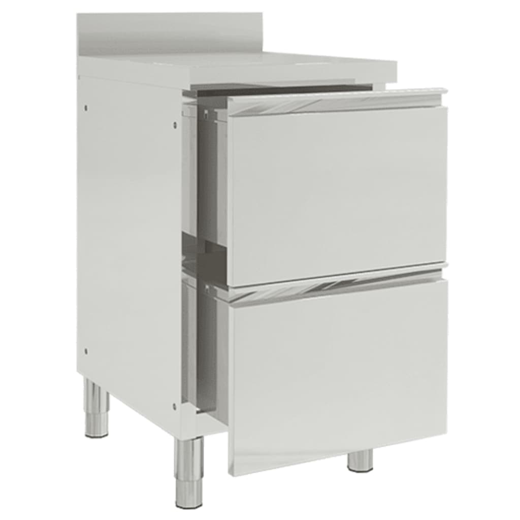 vidaXL Köksskåp för storkök med 2 lådor 2 st rostfritt stål