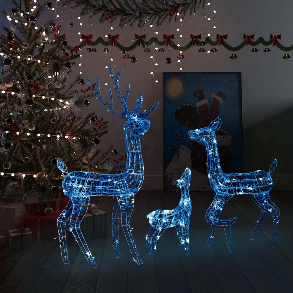vidaXL Juldekoration renfamilj akryl 300 LED blå