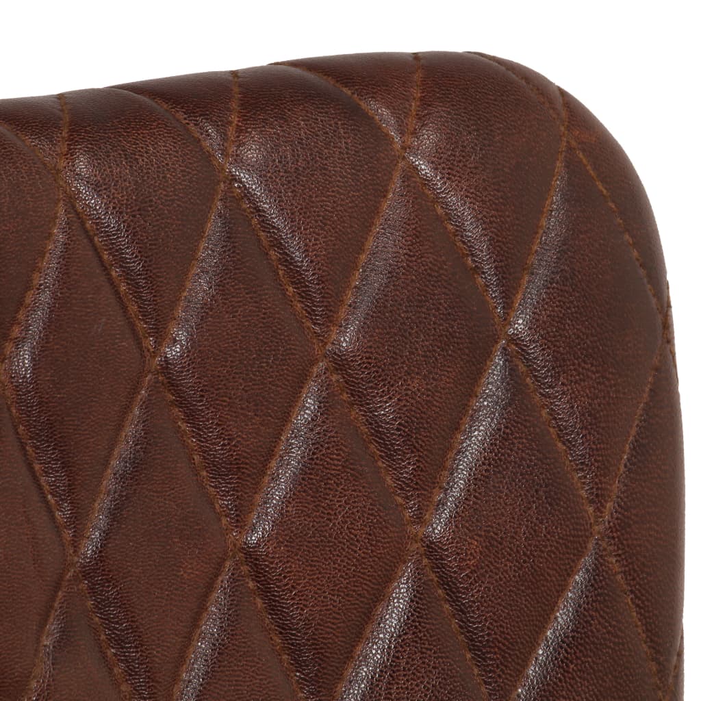 vidaXL Matstolar 2 st med armstöd brun äkta läder