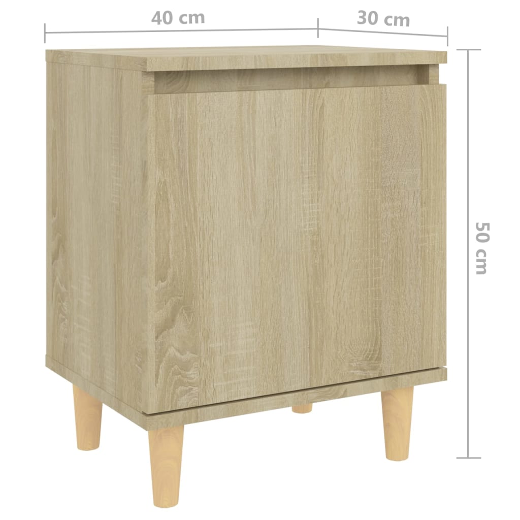 vidaXL Sängbord med massiva träben sonoma-ek 40x30x50 cm