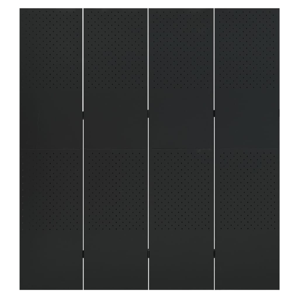 vidaXL Rumsavdelare 4 paneler svart 160x180 cm stål