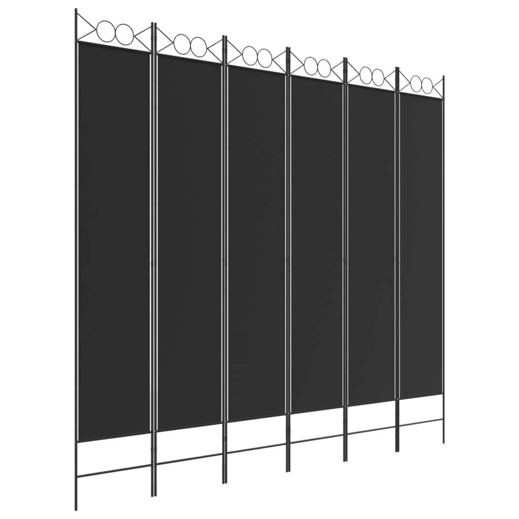 vidaXL Rumsavdelare 6 paneler svart 240x220 cm tyg