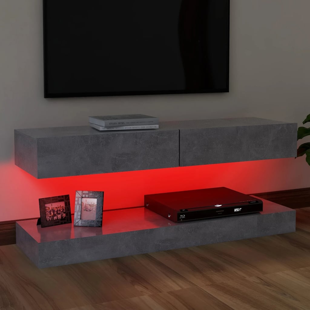 vidaXL TV-bänk med LED-belysning betonggrå 120x35 cm