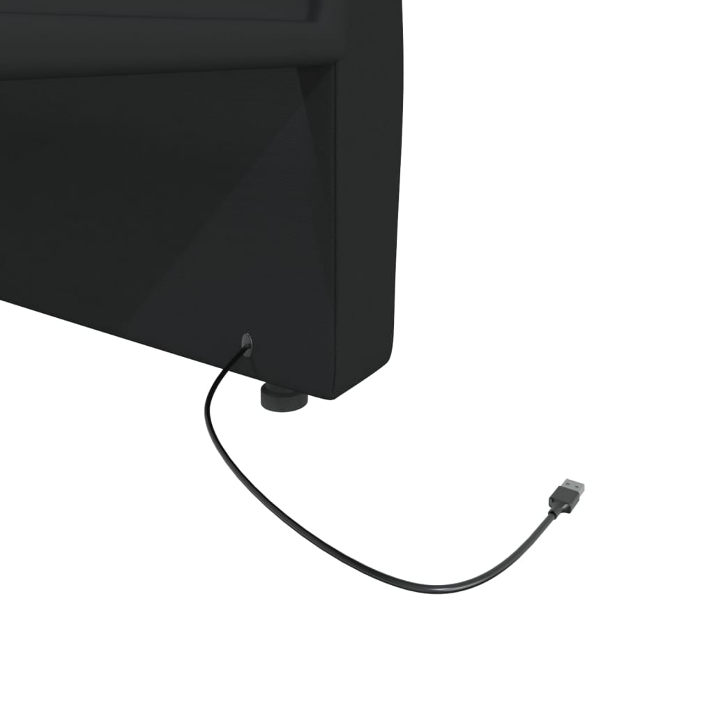 vidaXL Dagbädd med USB svart tyg 90x200 cm