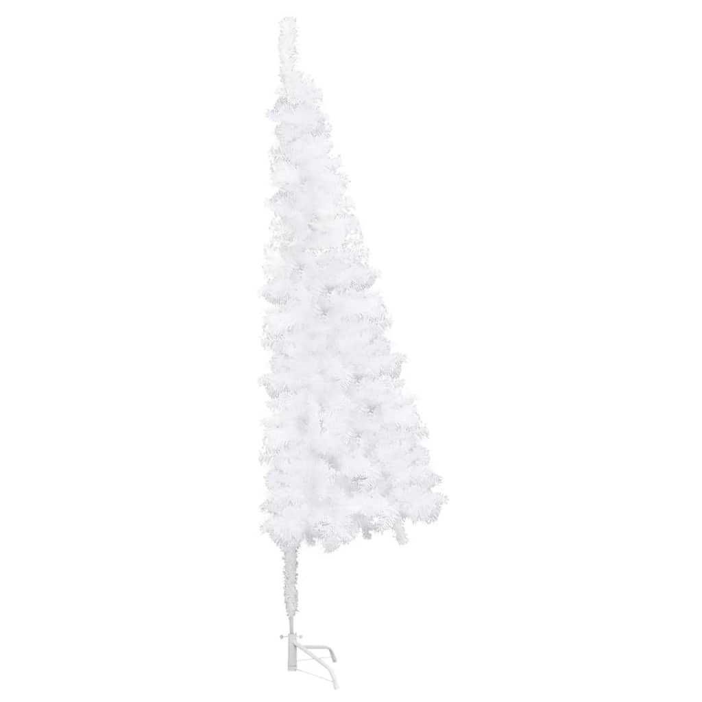 vidaXL Plastgran för hörn med LED och julgranskulor vit 210 cm PVC