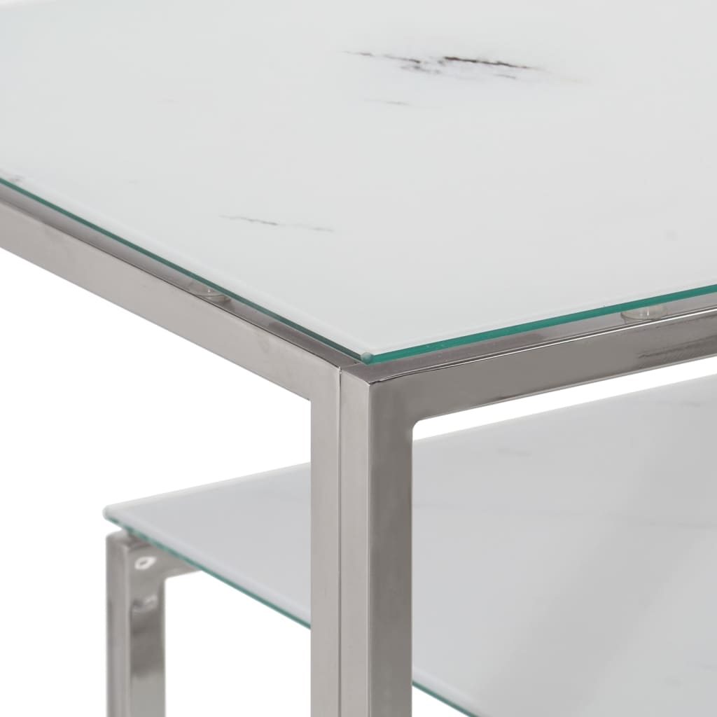 vidaXL Konsolbord silver rostfritt stål och härdat glas