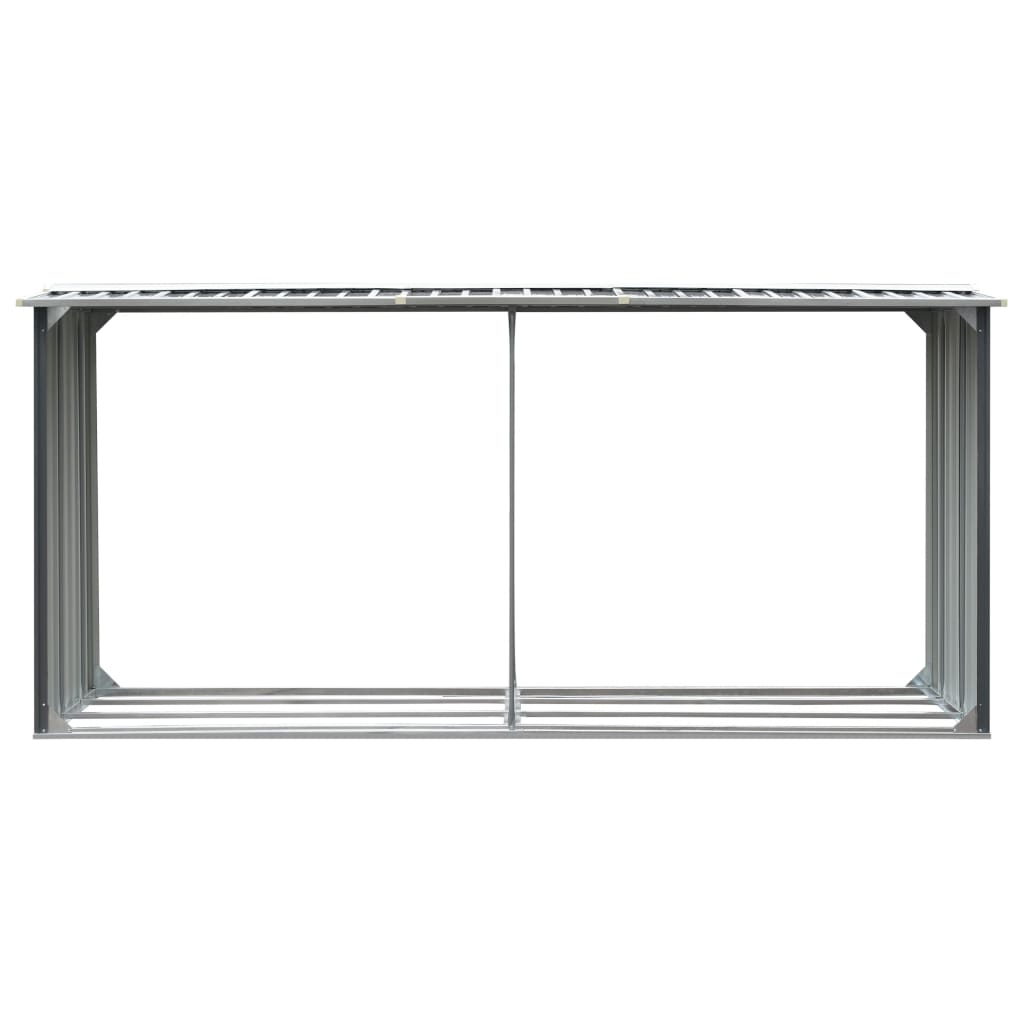 vidaXL Vedskjul i galvaniserat stål 330x92x153 cm grå