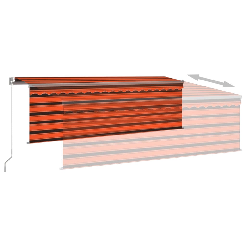 vidaXL Manuell markis med rullgardin och LED 4,5x3m orange/brun