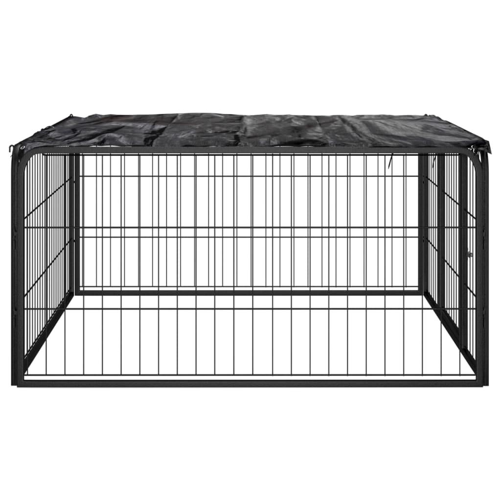 vidaXL Hundbur 4 paneler svart 100 x 50 cm pulverlackerat stål