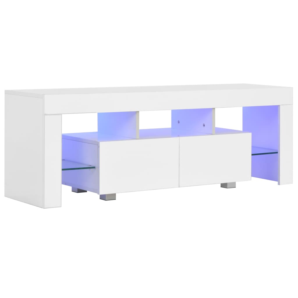 vidaXL TV-bänk med LED-lampor högglans vit 130x35x45 cm