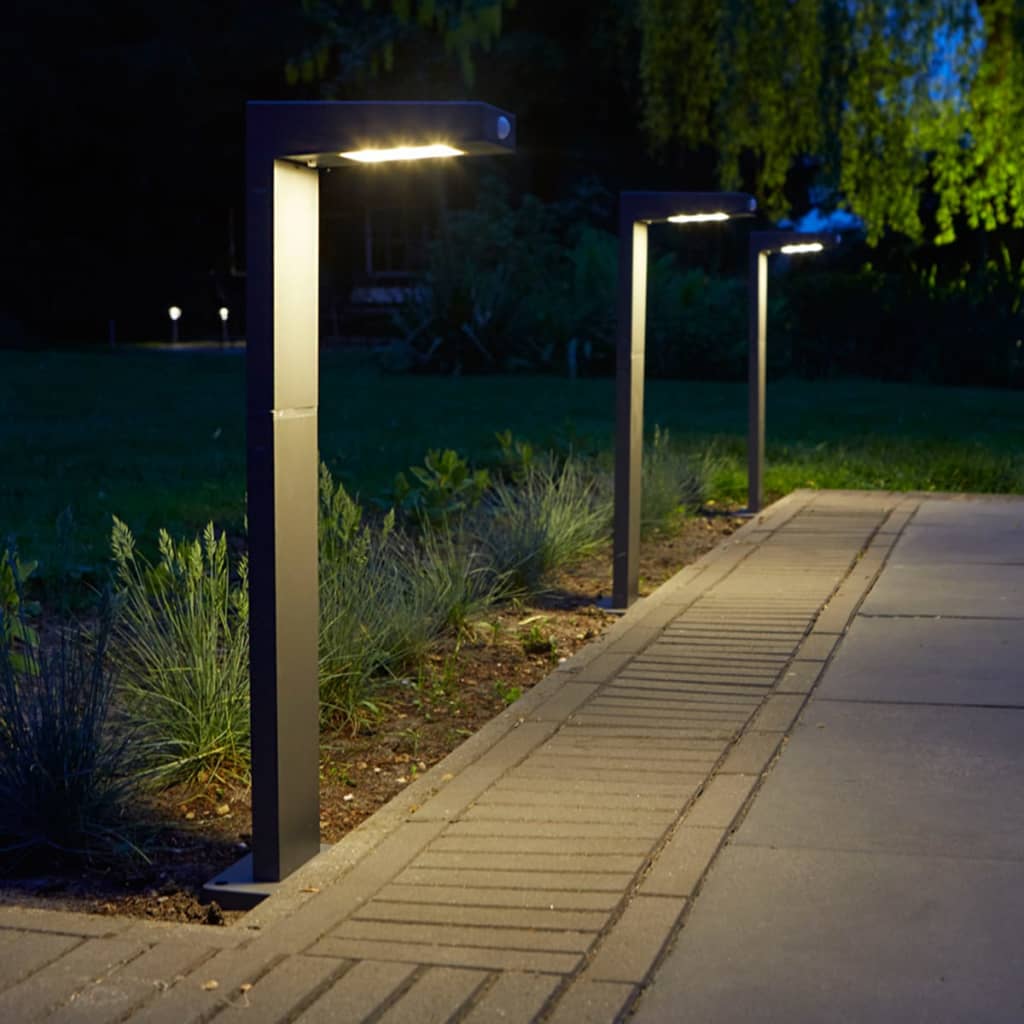 Luxform Trädgårdslampa solcell LED pollare Alberta antracit 39177