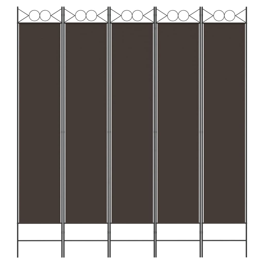 vidaXL Rumsavdelare 5 paneler brun 200x220 cm tyg