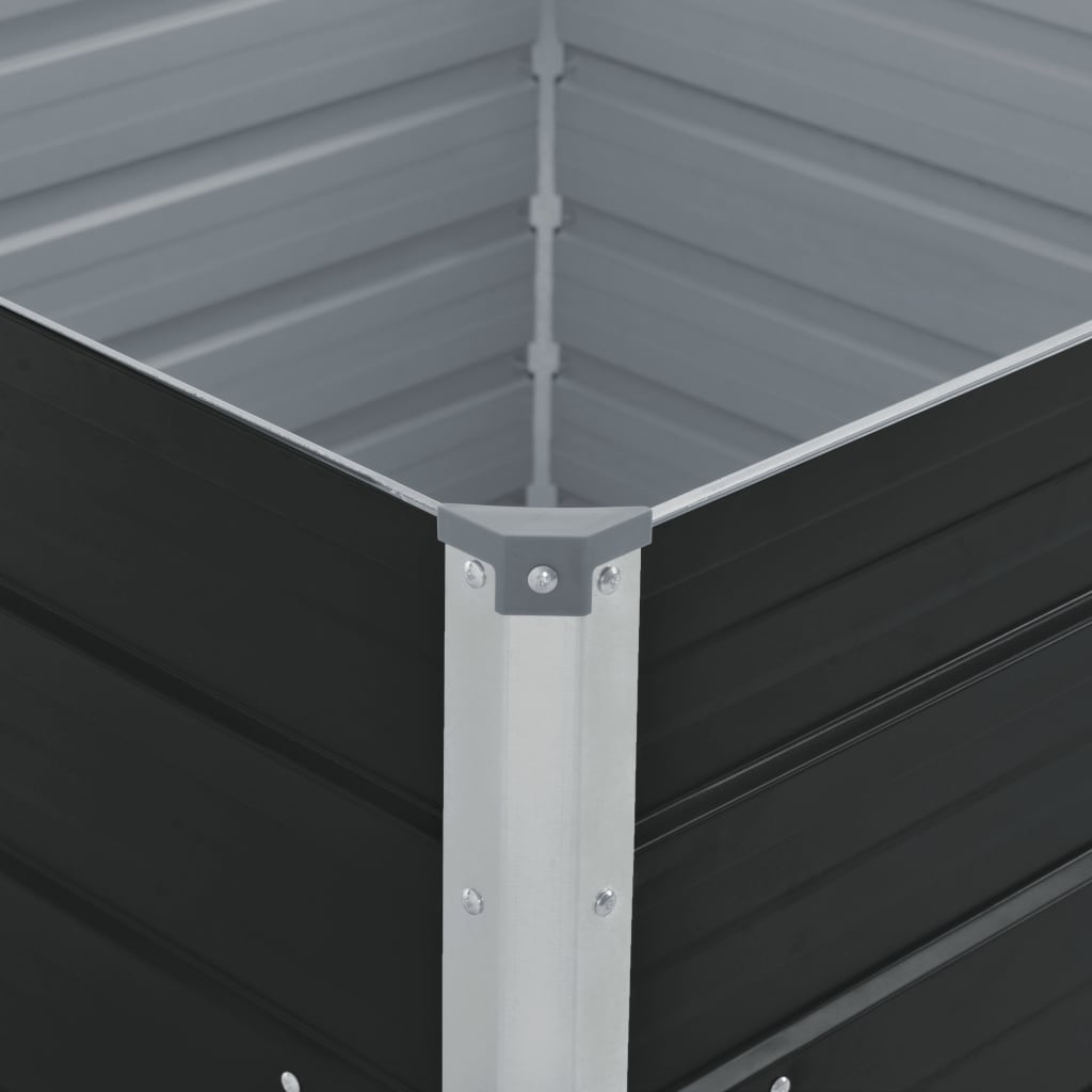 vidaXL Odlingslåda 100x100x45 cm galvaniserat stål antracit