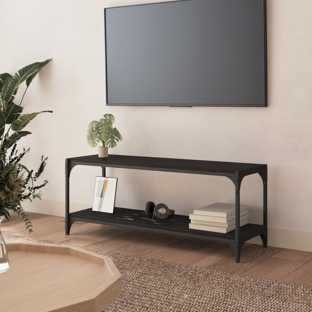 vidaXL Tv-bänk svart 100x33x41 cm Konstruerat trä och stål