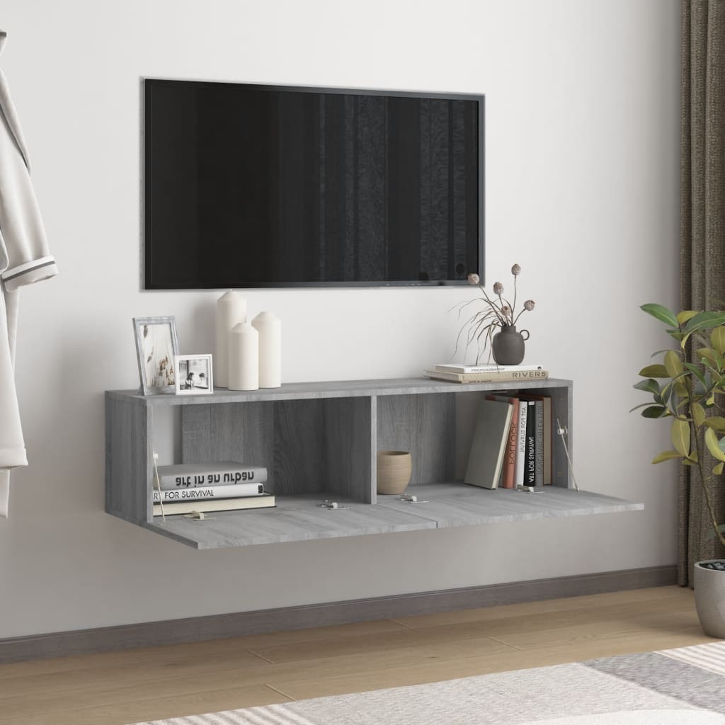 vidaXL TV-bänk för vägg grå sonoma 120x30x30 cm konstruerat trä