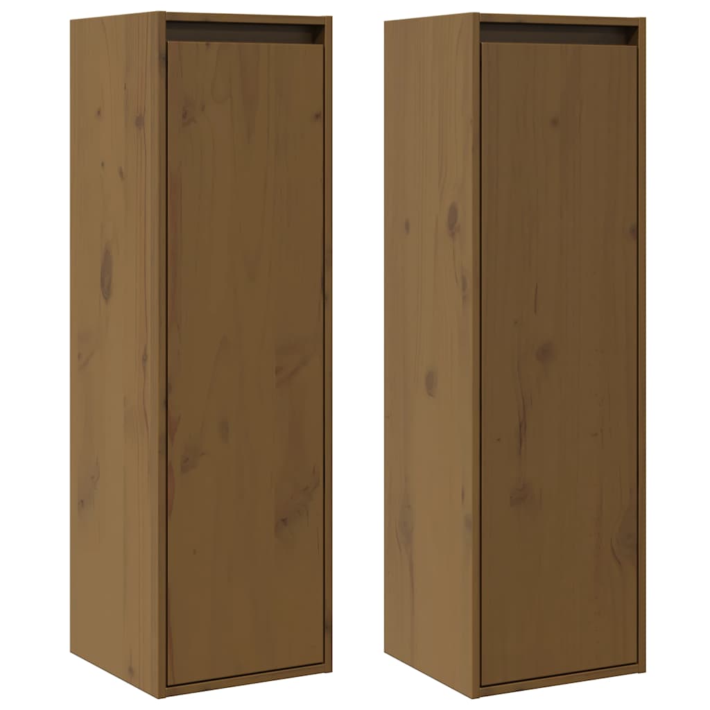 vidaXL Wandkasten 2 st 45x30x35 cm massief grenenhout grijs, hangkast, muurkast, tv-meubel, hangende kast, televisiemeubel, televisiekast, opbergkast