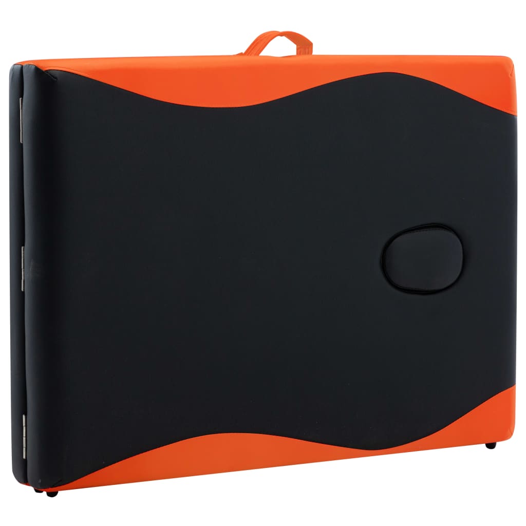 vidaXL Hopfällbar massagebänk 2 sektioner aluminium svart och orange